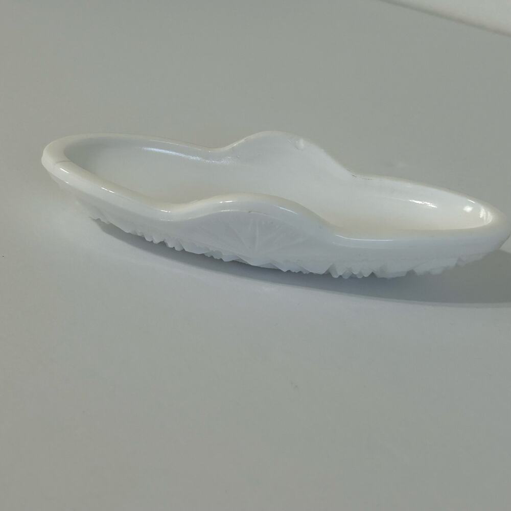 Vintage Milk Glass Dish 8" White Oval Relish Celery Butter McKee Prescut Vtg
